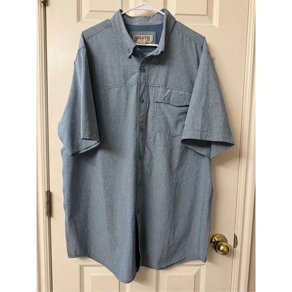 Duluth Trading Co Men's Breezeshooter Camp Collar Untucked Shirt Size XL Tall